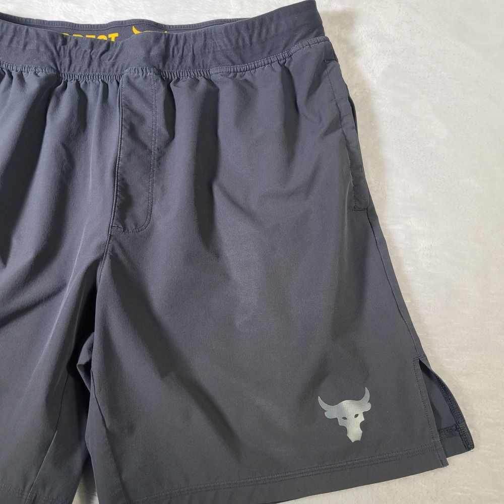 Under Armour Project Rock Training Shorts Mens XL Black Excellent HeatGear 8in - Picture 3 of 12